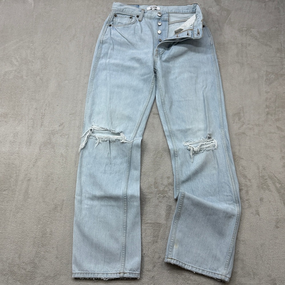 Re/Done Light Wash Distressed High-Rise Jeans